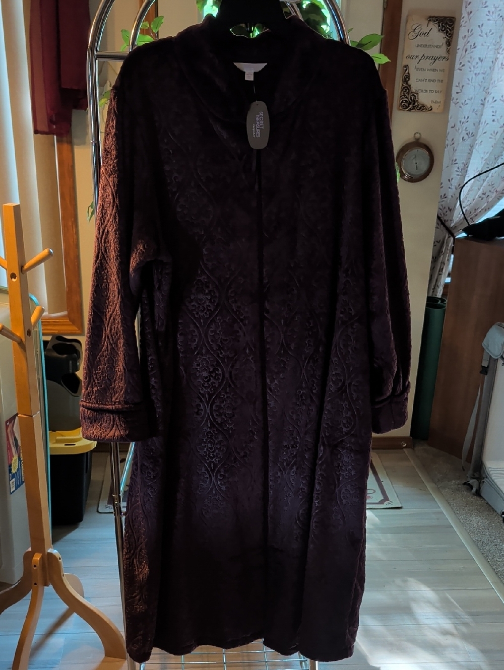 NWT Secret Treasures Long Plush Purple Plum Zip-up Robe Size 2X